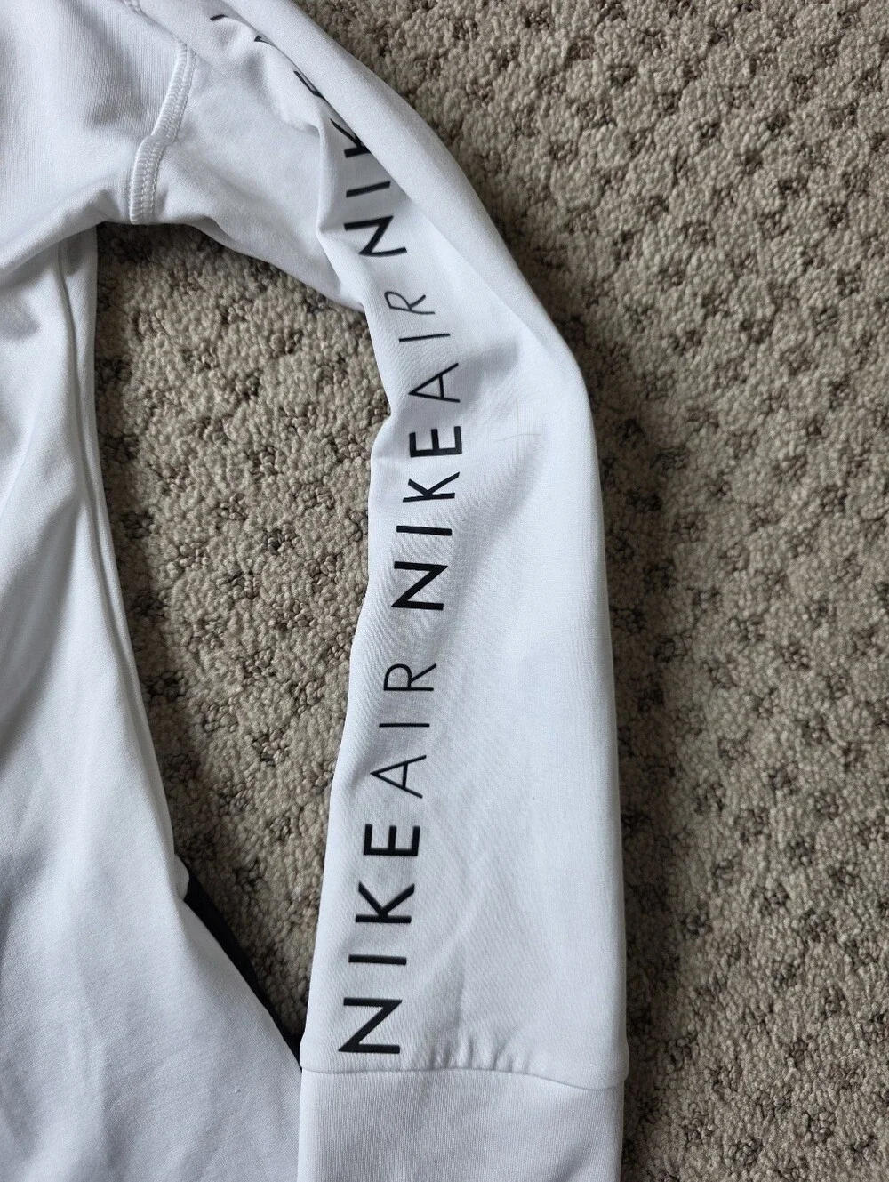 Nike Air Long Sleeve Polo Top in White with Black Trim